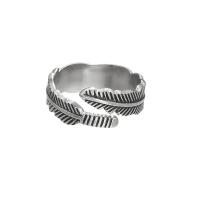 Stainless Steel Finger Ring 304 Stainless Steel Feather Vacuum Ion Plating fashion jewelry & for woman 20mm Sold By PC