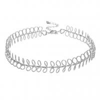 Mode Choker halsband, Zink Alloy, med 7cm extender kedja, silver pläterad, mode smycken & för kvinna, silver, 4x13mm, Längd 32 cm, Säljs av PC