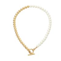 Plastik perle halskæde, Zinc Alloy, med ABS plastik perle, forgyldt, mode smykker & for kvinde, flere farver til valg, 8mm, Solgt Per 45 cm Strand
