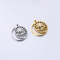 Evil Eye Pendants 304 Stainless Steel Round Vacuum Ion Plating fashion jewelry & evil eye pattern & for woman Sold By Bag