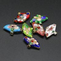 Cloisonne Beads, with Brass, Fan, DIY, more colors for choice, 10x12mm, Sold By PC