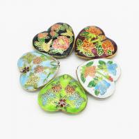 Cloisonne Beads, with Brass, Heart, DIY, more colors for choice, 36x40mm, Sold By PC