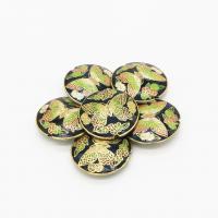 Cloisonne Beads with Brass Flat Round DIY black 34mm Sold By PC