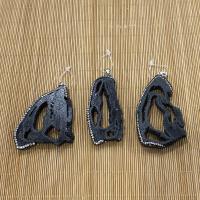 Resin Pendant, with Rhinestone Clay Pave, Unisex & hollow, black, 54x76mm, Sold By PC