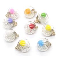 Crystal Pendants Glass with Crystal & Brass Round gold color plated Unisex Sold By PC
