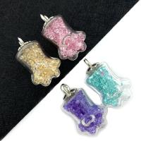 Crystal Pendants, Glass, with Crystal & Brass, Claw, silver color plated, Unisex, more colors for choice, 25x40mm, Sold By PC