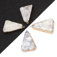 Ice Quartz Agate Pendant, with Brass, Triangle, gold color plated, Unisex, white, 28x35-30x50mm, Sold By PC