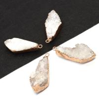 Ice Quartz Agate Pendant, with Brass, irregular, gold color plated, Unisex, white, 18x45-22x55mm, Sold By PC