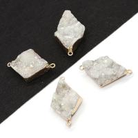Ice Quartz Agate Connetor, with Brass, Rhombus, gold color plated, DIY & 1/1 loop, white, 20x35-25x40mm, Sold By PC