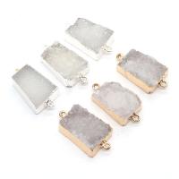 Ice Quartz Agate Connetor, with Brass, Rectangle, plated, DIY & 1/1 loop, more colors for choice, 15x28mm, Sold By PC