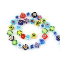 Millefiori Lampwork Beads, Square, DIY & different size for choice, mixed colors, Sold Per Approx 38 cm Strand