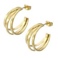 Roestvrij staal Stud Earrings, 304 roestvrij staal, mode sieraden & voor vrouw, gouden, 11x24mm, Verkocht door pair