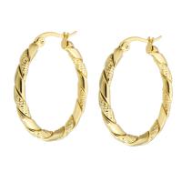 Stainless Steel Hoop Earring, 304 Stainless Steel, Vacuum Ion Plating, fashion jewelry & for woman, golden, 30x31mm, Sold By Pair