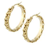 Stainless Steel Hoop Earring, 304 Stainless Steel, Vacuum Ion Plating, fashion jewelry & for woman, golden, 6x34mm, Sold By Pair