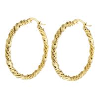 Stainless Steel Hoop Earring, 304 Stainless Steel, Vacuum Ion Plating, fashion jewelry & for woman, golden, 34.50x36mm, Sold By Pair