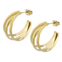 Stainless Steel Stud Earrings, 304 Stainless Steel, Vacuum Ion Plating, fashion jewelry & for woman, golden, 11x23mm, Sold By Pair