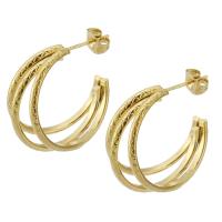 Roestvrij staal Stud Earrings, 304 roestvrij staal, mode sieraden & voor vrouw, gouden, 11.50x26mm, Verkocht door pair