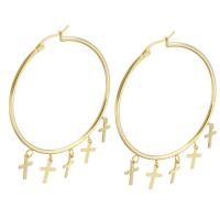 Stainless Steel Hoop Earring, 304 Stainless Steel, Vacuum Ion Plating, fashion jewelry & for woman, golden, Sold By Pair