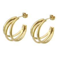 Roestvrij staal Stud Earrings, 304 roestvrij staal, mode sieraden & voor vrouw, gouden, 13x25mm, Verkocht door pair