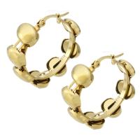 Stainless Steel Hoop Earring, 304 Stainless Steel, Vacuum Ion Plating, fashion jewelry & for woman, golden, 11x34mm, Sold By Pair