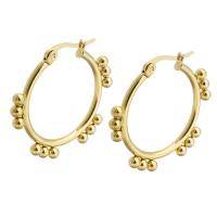 Stainless Steel Hoop Earring, 304 Stainless Steel, Vacuum Ion Plating, fashion jewelry & for woman, golden, 31x29mm, Sold By Pair