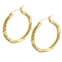 Stainless Steel Hoop Earring, 304 Stainless Steel, Vacuum Ion Plating, fashion jewelry & for woman, golden, 30x32mm, Sold By Pair