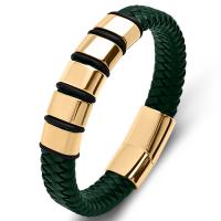 Lederband Armband, Leder, mit 316 L Edelstahl, plattiert, Modeschmuck & unterschiedliche Länge der Wahl & unisex, keine, 12x6mm, verkauft von PC