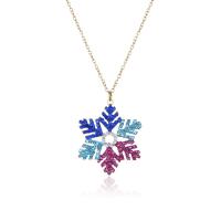 Stainless Steel Jewelry Necklace 304 Stainless Steel with Sequins with 5cm extender chain Snowflake Vacuum Ion Plating fashion jewelry & for woman 25mm Length 45 cm Sold By PC