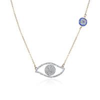 Stainless Steel Jewelry Necklace 304 Stainless Steel with 5cm extender chain Horse Eye Vacuum Ion Plating fashion jewelry & micro pave cubic zirconia & for woman 25mm 8mm Length 40 cm Sold By PC