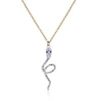 Stainless Steel Jewelry Necklace 304 Stainless Steel with 5cm extender chain Snake gold color plated fashion jewelry & micro pave cubic zirconia & for woman golden 35mm Length 45 cm Sold By PC