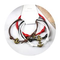 Mode Wachsschnur Armbänder, mit Zinklegierung, flache Runde, antike Bronzefarbe plattiert, 4 Stück & Einstellbar & Modeschmuck & unisex, gemischte Farben, Länge:16-25 cm, verkauft von setzen