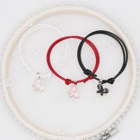 Fashion Create Wax Cord Bracelets with Zinc Alloy Flat Round gold color plated Adjustable & three pieces & fashion jewelry & Unisex & enamel mixed colors Length 16-25 cm Sold By Set
