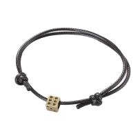 Fashion Create Wax Cord Bracelets, with Tibetan Style, Flat Round, antique bronze color plated, Adjustable & fashion jewelry & Unisex, more colors for choice, 7mm, Length:16-25 cm, Sold By PC