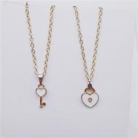 Couple Necklace, Tibetan Style, with 5cm extender chain, heart and key, plated, 2 pieces & fashion jewelry & enamel, more colors for choice, nickel, lead & cadmium free, Length:45 cm, Sold By Pair