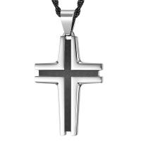 Titanstahl Halskette, Kreuz, plattiert, verschiedene Stile für Wahl & für den Menschen, keine, 25x38mm, Länge:ca. 17.7 ZollInch, verkauft von PC