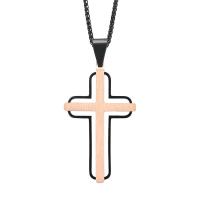 Titanium Steel Necklace Cross plated & for man & hollow Length Approx 17.7 Inch Sold By PC