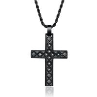 Титановые стали ожерелье, титан, Kресты, пистолет черный покрытием, разные стили для выбора & Мужский & со стразами, черный, 26x38mm, длина:Приблизительно 17.7 дюймовый, продается PC