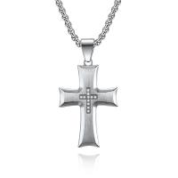 Titanium Steel Necklace, Cross, plated, different styles for choice, 25x38mm, Length:Approx 17.7 Inch, Sold By PC