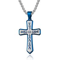 Titanstahl Halskette, Kreuz, plattiert, verschiedene Stile für Wahl & für den Menschen, keine, 29x48mm, Länge:ca. 17.7 ZollInch, verkauft von PC