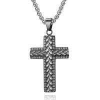 Titanstahl Halskette, Kreuz, Pistole schwarz plattiert, verschiedene Stile für Wahl & für den Menschen, schwarz, 30x47mm, Länge:ca. 17.7 ZollInch, verkauft von PC