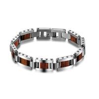 Titanium Steel Bracelet & Bangle, with Wood, plated, fashion jewelry & for man, Sold By PC