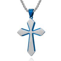 Titanstahl Halskette, Kreuz, plattiert, verschiedene Stile für Wahl & für den Menschen, keine, 32x47mm, Länge:ca. 17.7 ZollInch, verkauft von PC