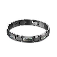 Men Bracelet Tungsten Steel with Shell & Wood polished & Unisex & epoxy gel Sold By PC