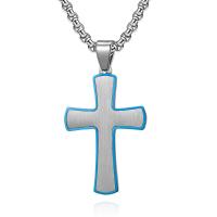 Titanstahl Halskette, Kreuz, poliert, verschiedene Stile für Wahl & für den Menschen, keine, 27x42mm, Länge:ca. 17.7 ZollInch, verkauft von PC