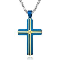 Titanstahl Halskette, Kreuz, plattiert, verschiedene Stile für Wahl & für den Menschen, keine, 32x50mm, Länge:ca. 17.7 ZollInch, verkauft von PC