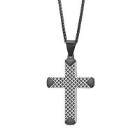 Titanstahl Halskette, Kreuz, plattiert, verschiedene Stile für Wahl & für den Menschen, keine, 28x43mm, Länge:ca. 17.7 ZollInch, verkauft von PC