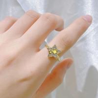 Cubique anneau en laiton Circonia Micro Pave, étoile, Placage de couleur d'or, Réglable & pavé de micro zircon & pour femme & émail, plus de couleurs à choisir, Vendu par PC