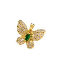 Cubic Zirconia Micro Pave Brass Pendant Butterfly gold color plated & micro pave cubic zirconia & for woman Length Approx 17.7 Inch Sold By PC