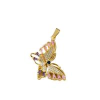 Кубический циркон микро проложить латуни ожерелье, Латунь, бабочка, плакирован золотом, разный размер для выбора & инкрустированное микро кубического циркония & Женский & отверстие, разноцветный, 33x25mm, длина:Приблизительно 17.7 дюймовый, продается PC