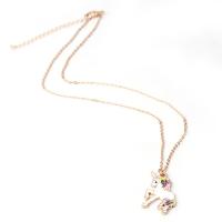 Zinc Alloy Jewelry Necklace Unicorn gold color plated oval chain & for woman & enamel nickel lead & cadmium free Sold By PC